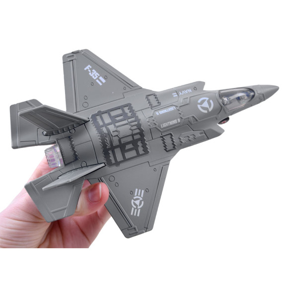 Avion de luptă F-25 metalic -  Inlea4Fun METAL PLANE - gri