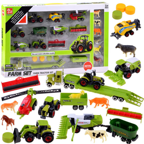 Farm játék készlet mezőgazdasági gépekkel Inlea4Fun FARM TRACTOR SET