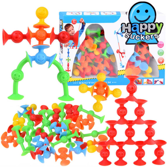 Stavebnica pružné prísavky 35 kusov Inlea4Fun HAPPY SUCKERS