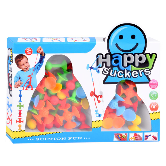 Stavebnica pružné prísavky 35 kusov Inlea4Fun HAPPY SUCKERS