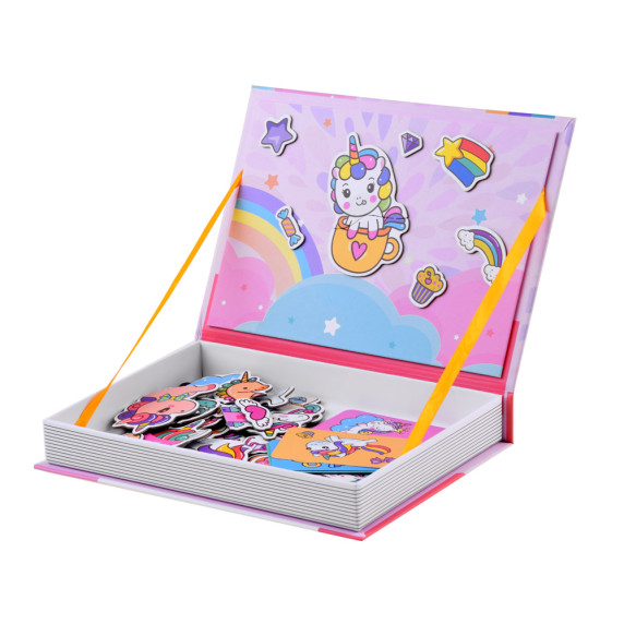 Carte magnetică de puzzle  unicorn -Inlea4Fun MAGNETIC BOOK UNICORN- 39 de elemente