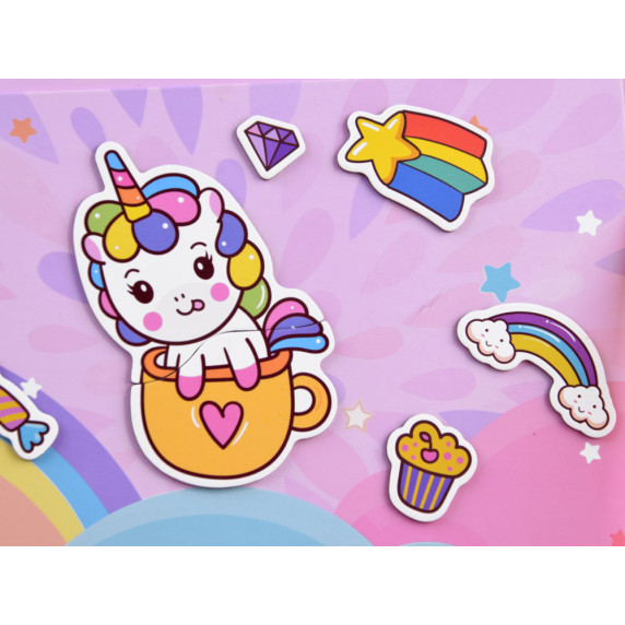 Carte magnetică de puzzle  unicorn -Inlea4Fun MAGNETIC BOOK UNICORN- 39 de elemente