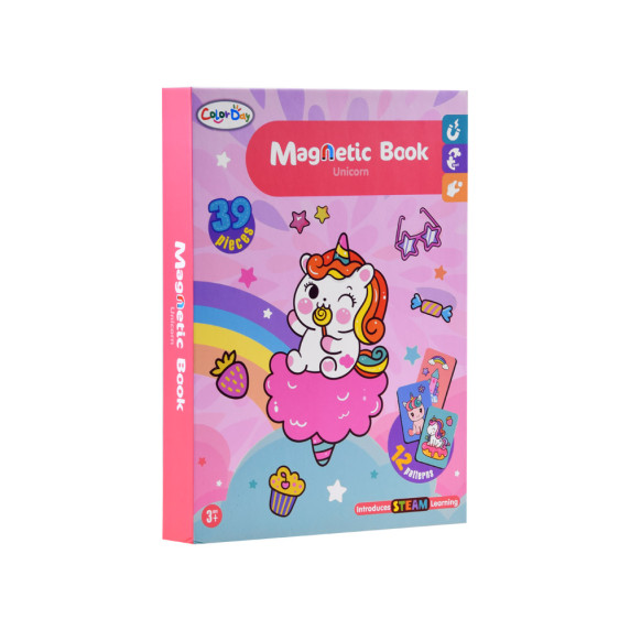 Carte magnetică de puzzle  unicorn -Inlea4Fun MAGNETIC BOOK UNICORN- 39 de elemente