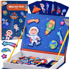 Carte magnetică de puzzle  astronaut - Inlea4Fun MAGNETIC BOOK SPACE- 50 de elemente - 