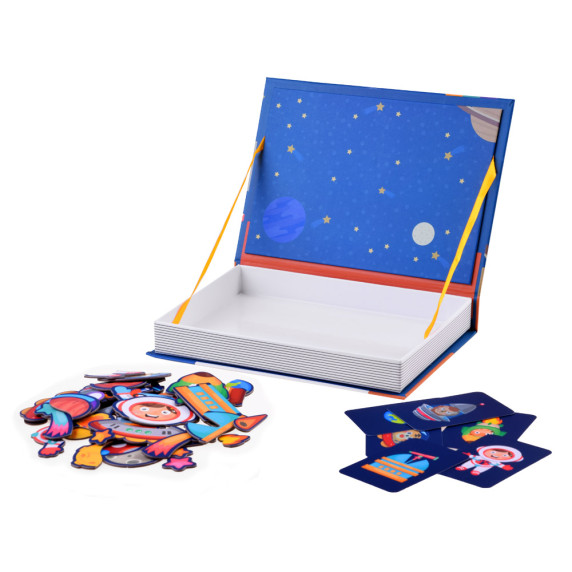 Carte magnetică de puzzle  astronaut - Inlea4Fun MAGNETIC BOOK SPACE- 50 de elemente