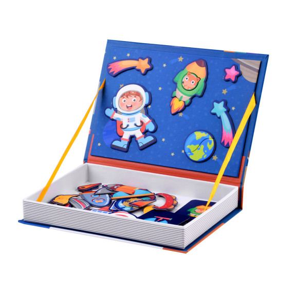 Carte magnetică de puzzle  astronaut - Inlea4Fun MAGNETIC BOOK SPACE- 50 de elemente