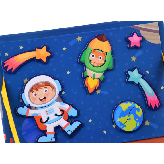 Carte magnetică de puzzle  astronaut - Inlea4Fun MAGNETIC BOOK SPACE- 50 de elemente