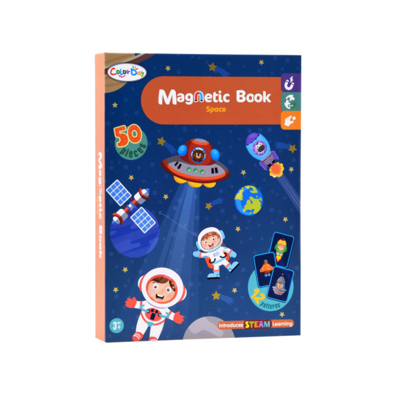 Carte magnetică de puzzle  astronaut - Inlea4Fun MAGNETIC BOOK SPACE- 50 de elemente