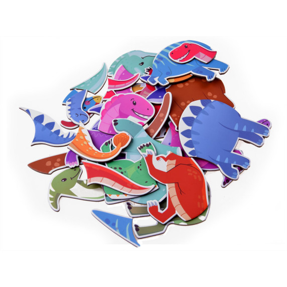 Carte de puzzle magnetică 36 de elemente Inlea4Fun - MAGNETIC BOOK DINOSAUR - dinozauri