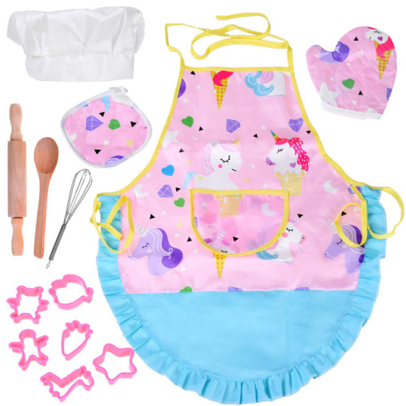 Șorț de bucătărie pentru copii - Inlea4Fun KITCHEN SET ZA4421 -  13 accesorii