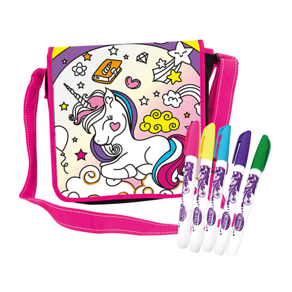 Geantă/poșetă de pictat + markere - unicorn - Inlea4Fun MESSAGE BAG