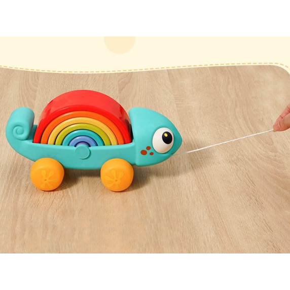 Húzhatós játék montessori játékokkal HOLA Rainbow Chameleon - Kaméleon szivárvány