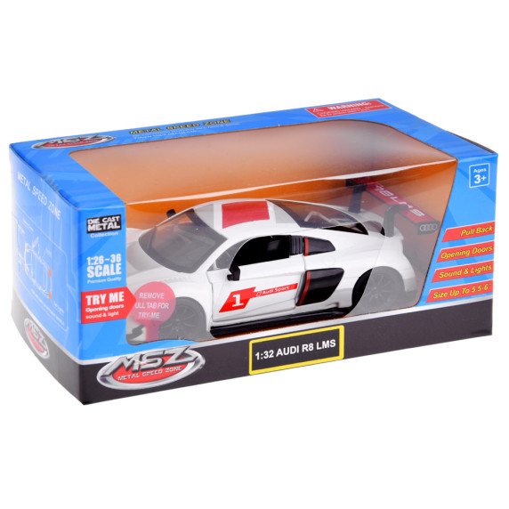 Játék fémautó Audi R8 LMS 1:32 Inlea4Fun METAL SPEED ZONE