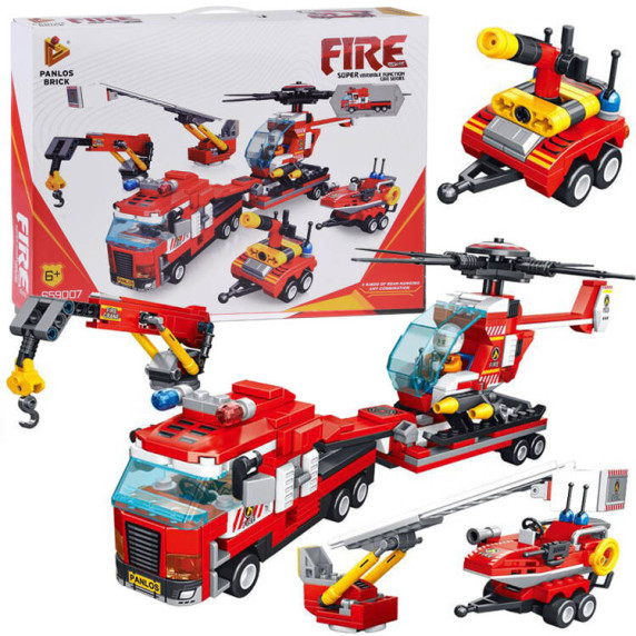 Konštrukčná stavebnica Hasičské vozidlá 646 prvkov Inlea4Fun FIRE
