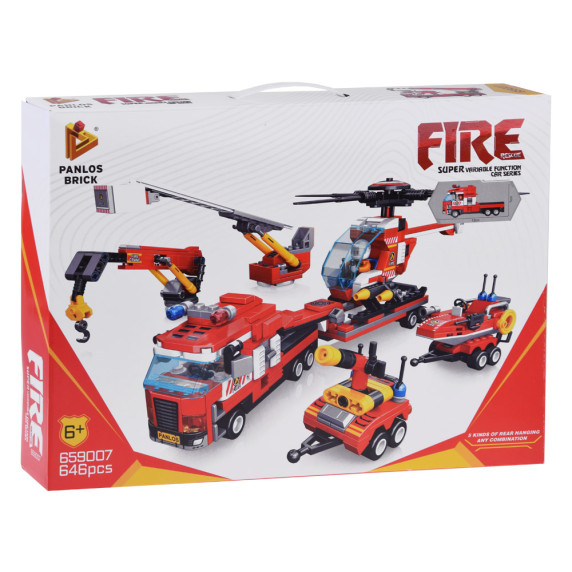 Konštrukčná stavebnica Hasičské vozidlá 646 prvkov Inlea4Fun FIRE