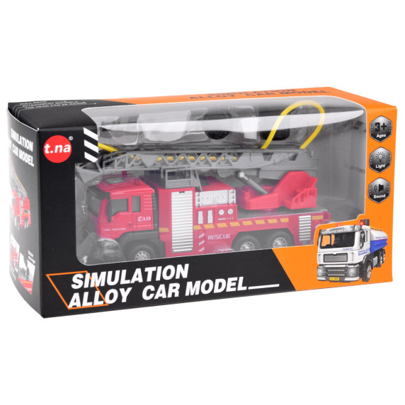 Mașină de pompieri cu scară, cu efecte luminoase și sonore - Inlea4Fun ALLOY CAR MODEL