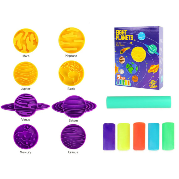 Set de palastelină - Inlea4Fun EIGHT PLANETS - sistem solar