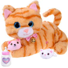 Interaktív cica, macska kiegészítőkkel Inlea4Fun CUTE PETS - Piros - 