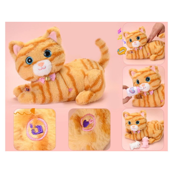 Interaktív cica, macska kiegészítőkkel Inlea4Fun CUTE PETS - Piros