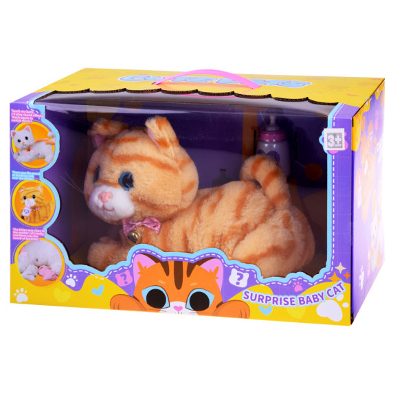 Interaktív cica, macska kiegészítőkkel Inlea4Fun CUTE PETS - Piros