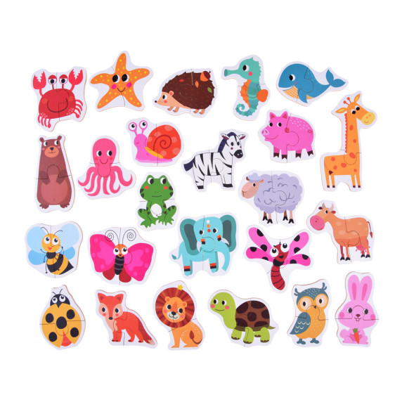 Színes puzzle 24 darabos Inlea4Fun ANIMALS PUZZLE - Állatos