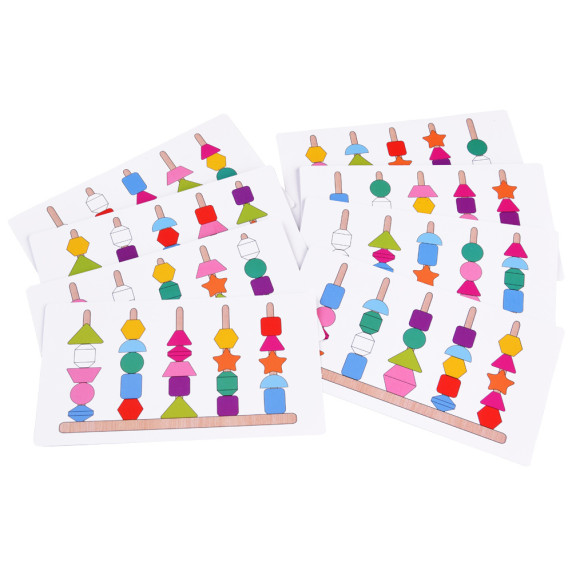 Blocuri de lemn 25 elemente - puzzle educațional - Inlea4Fun 5-COLUMN SET OF BEADS