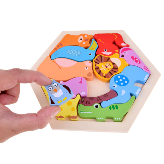 Drevené puzzle Zvieratká zo ZOO 13 dielikov Inlea4Fun