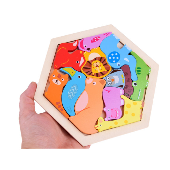 Drevené puzzle Zvieratká zo ZOO 13 dielikov Inlea4Fun