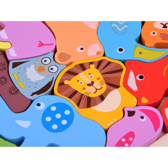 Drevené puzzle Zvieratká zo ZOO 13 dielikov Inlea4Fun