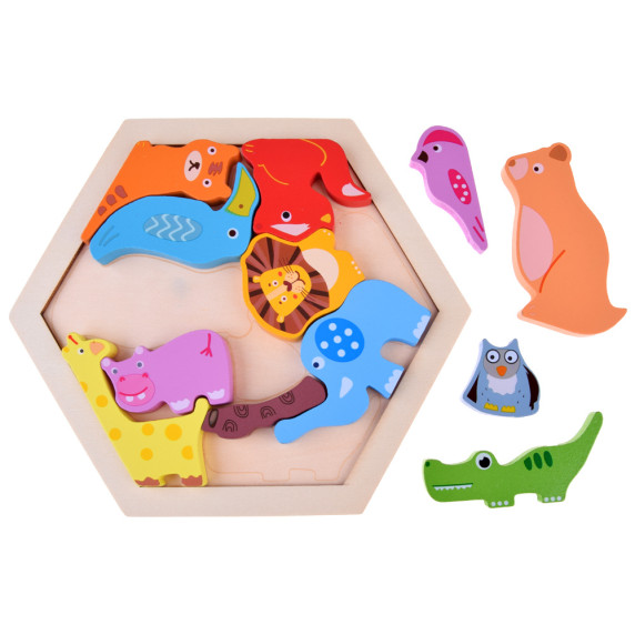 Drevené puzzle Zvieratká zo ZOO 13 dielikov Inlea4Fun