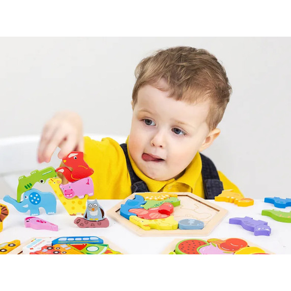 Drevené puzzle Zvieratká zo ZOO 13 dielikov Inlea4Fun
