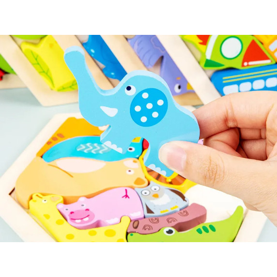 Drevené puzzle Zvieratká zo ZOO 13 dielikov Inlea4Fun