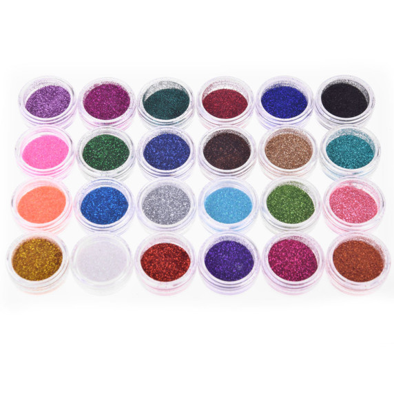 Csillám tetováló készlet 24 színű Inlea4Fun GLITTER TATTOS KIT + Sablonok 