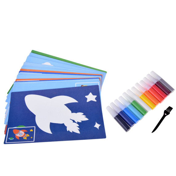 Set de pictură cu nisip - Inlea4Fun SAND CREATIVE PAINTING - vehivoli cu  16 poze și 12 culori