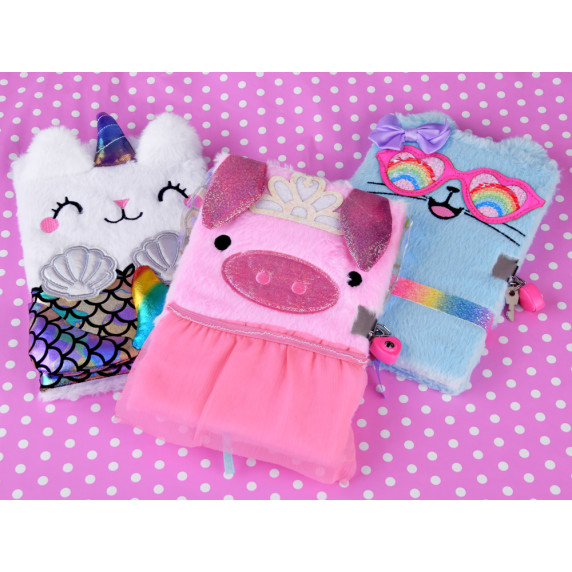 Caiet jurnal secret cu cheie - Kitten Unicorn Mermaid