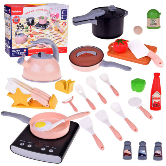 Konyhai edénykészlet tűzhellyel és kiegészítőkkel Inlea4Fun HAPPY LITTLE CHEF