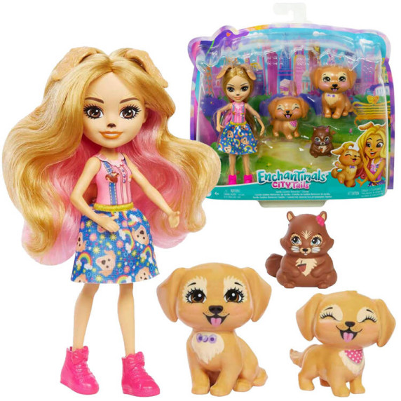 Enchantimals baba Golden Retriever mókus kölyök figurák