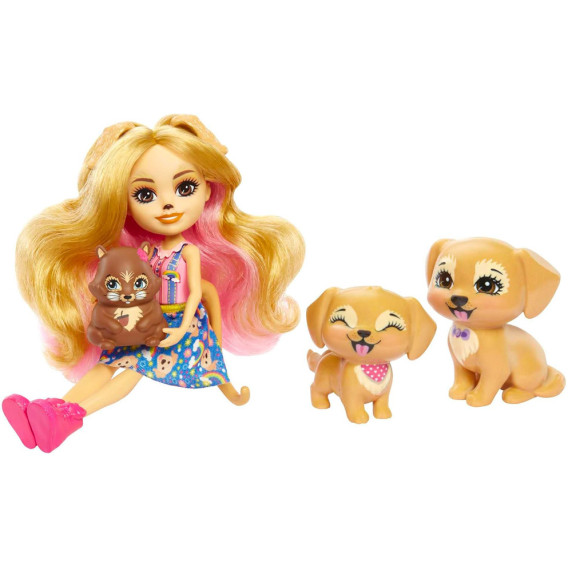 Enchantimals baba Golden Retriever mókus kölyök figurák