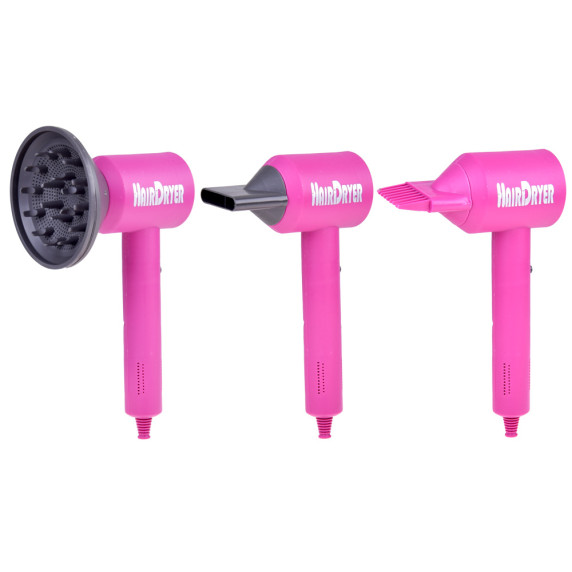 Játék fodrász készlet Inlea4Fun HAIR DRYER STYLING SET - Rózsaszín