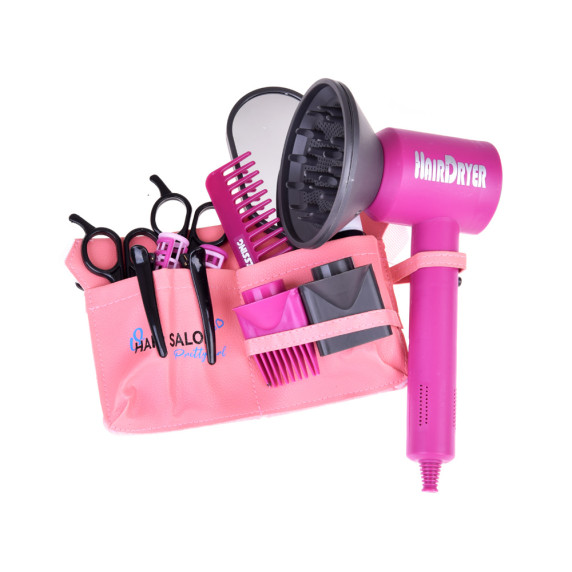 Játék fodrász készlet Inlea4Fun HAIR DRYER STYLING SET - Rózsaszín