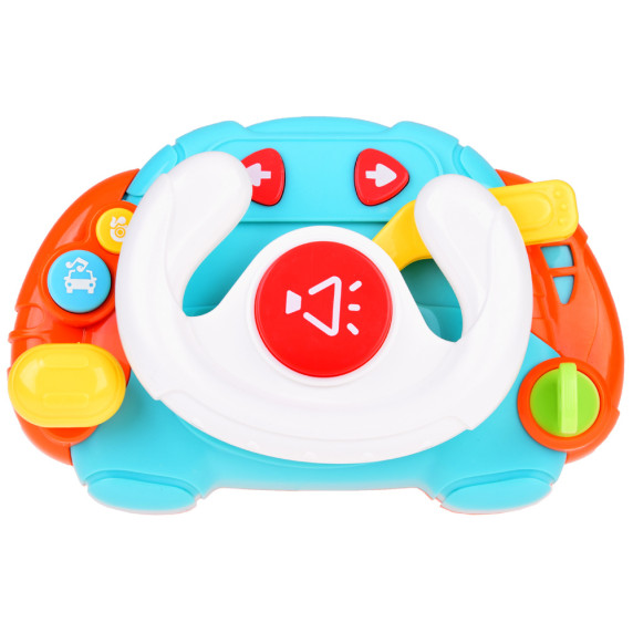 Volan interactiv senzorial pentru copii - Inlea4Fun BABY TOY STEERING WHEEL - alb/albastru