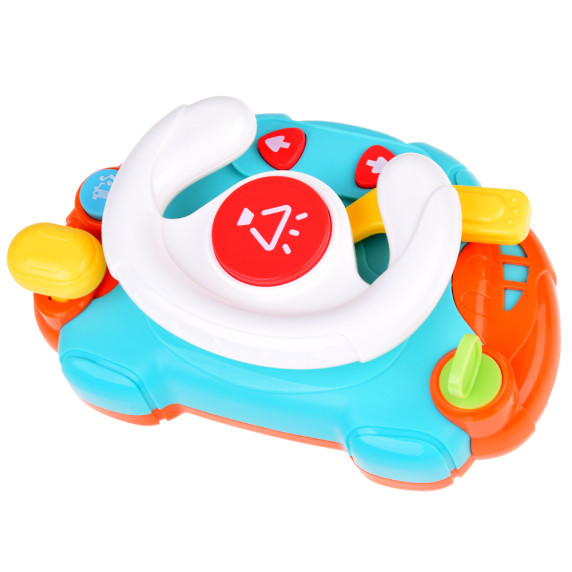 Volan interactiv senzorial pentru copii - Inlea4Fun BABY TOY STEERING WHEEL - alb/albastru