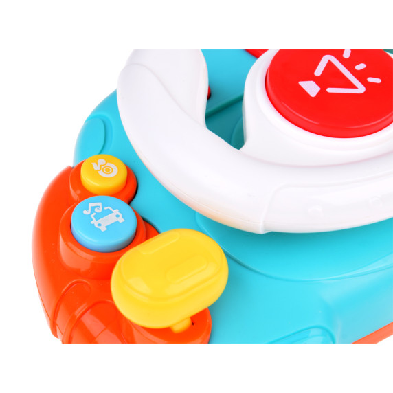 Volan interactiv senzorial pentru copii - Inlea4Fun BABY TOY STEERING WHEEL - alb/albastru