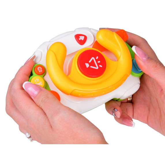 Volan interactiv senzorial pentru copii - Inlea4Fun BABY TOY STEERING WHEEL - galben