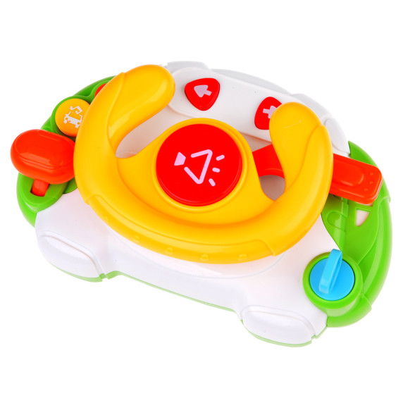 Volan interactiv senzorial pentru copii - Inlea4Fun BABY TOY STEERING WHEEL - galben