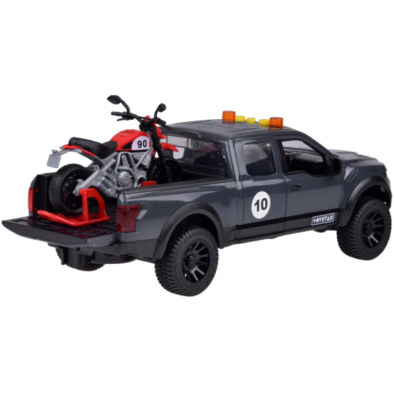 Interaktívne autíčko Pick-up s motocyklom Inlea4Fun PICKUPS & MOTORCYCLE