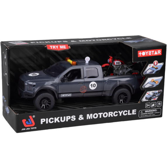 Interaktívne autíčko Pick-up s motocyklom Inlea4Fun PICKUPS & MOTORCYCLE