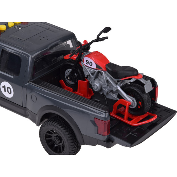 Interaktívne autíčko Pick-up s motocyklom Inlea4Fun PICKUPS & MOTORCYCLE