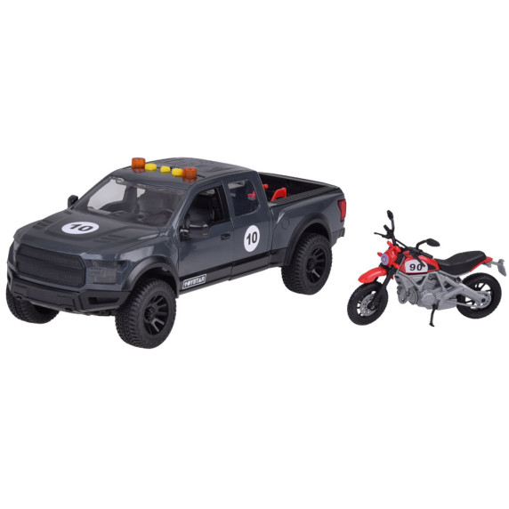 Interaktívne autíčko Pick-up s motocyklom Inlea4Fun PICKUPS & MOTORCYCLE