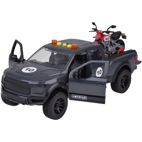 Interaktívne autíčko Pick-up s motocyklom Inlea4Fun PICKUPS & MOTORCYCLE